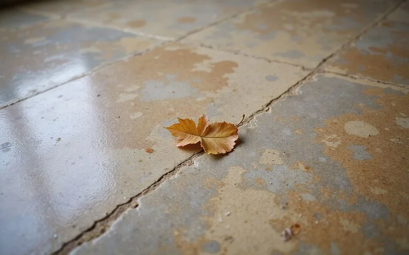 Close-up of stained color within a polished concrete surface