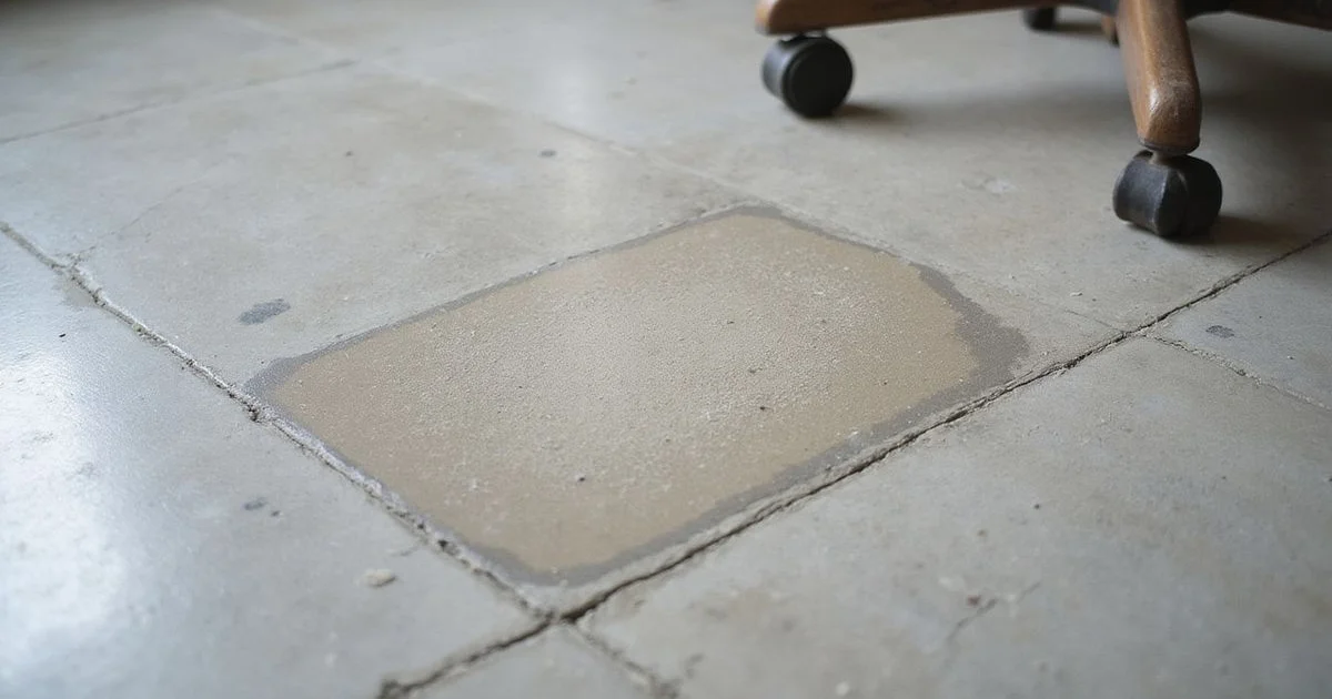 Close-up of a dull, lightly scratched area on an otherwise polished concrete floor