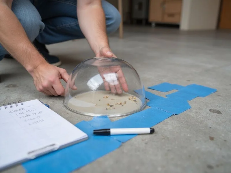 Moisture test being carried out on a bare concrete slab before coating