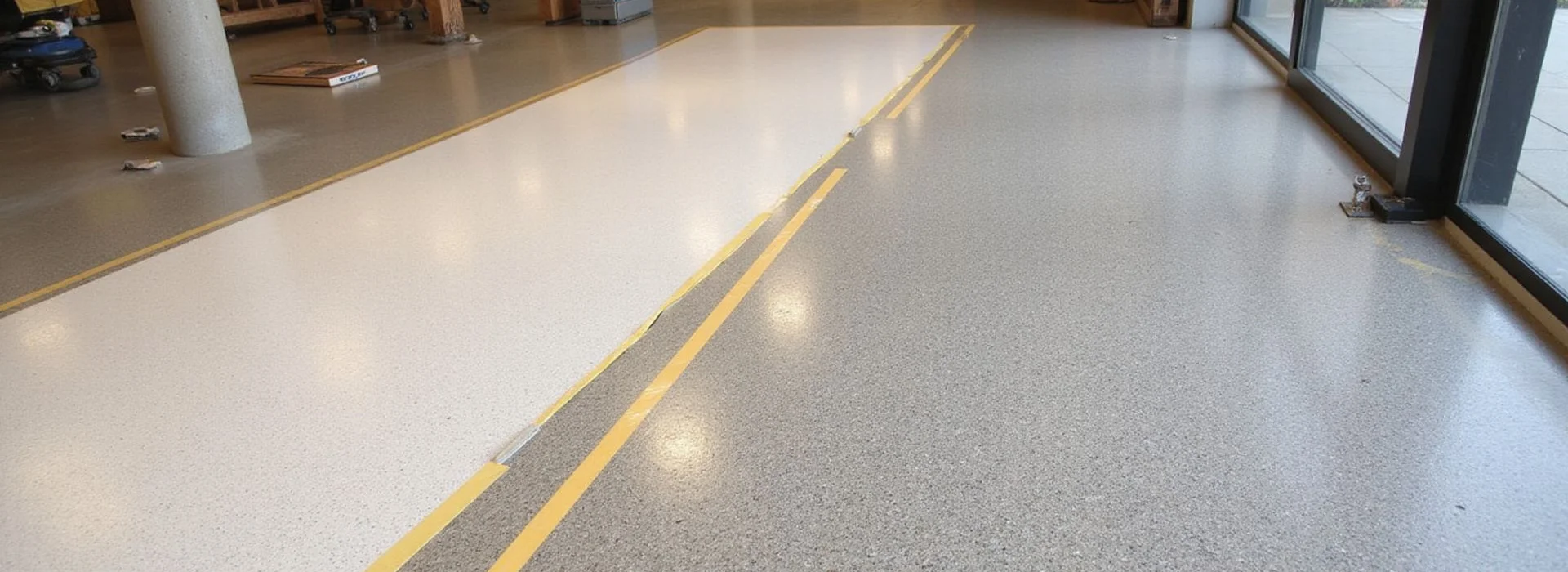 Range of polished concrete finishes across an Austin interior floor